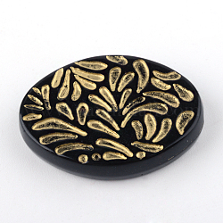 Perles acryliques de placage ovale, métal doré enlaça, noir, 28x20x5.5mm, Trou: 1.5mm, environ 203 pcs/500 g