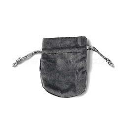 Bolsas de almacenamiento de terciopelo, bolsa de embalaje de bolsas con cordón, oval, gris, 10x8 cm