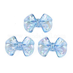 Perles en acrylique transparente, couleur arc-en-plaqué, bowknot, bleuet, 23x31x9mm, Trou: 2.5mm