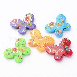 Printed Acrylic Beads, Butterfly, Mixed Color, 21x28x5mm, Hole: 2mm,  about 310pcs/500g