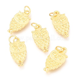Alloy Pendants, Long-Lasting Plated, with Jump Ring, Owl Shape, Real 18K Gold Plated, 18x9x2.5mm, Hole: 3.5mm