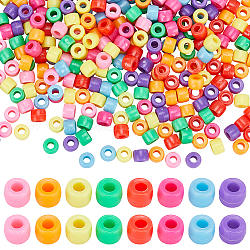 Sunnyclue 800 pz 8 perline di plastica opache di colori, perline pony, barile, colore misto, 6x4.5mm, Foro: 2.5 mm, 100 pz / colore