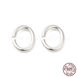 925 anello di salto aperto in argento sterling, ovale, argento, 8x6.5x1.2mm, diametro interno: 4.2x6.5mm, circa 52pcs/10g