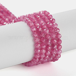 Brins de perles de zircon cubique, facettes rondelle, rouge, 3mm, Trou: 0.6mm, Environ 131 pcs/chapelet, 15.16 pouce (38.5 cm)