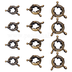SUPERFINDINGS 12Pcs 3 Styles Brass Spring Ring Clasps Antique Bronze Nautical Spring Ring Clasp Round Spring Ring Clasp for Necklace Bracelets Jewelry Making