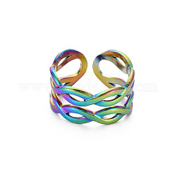 Цвет радуги 304 кольцо бесконечности из нержавеющей стали, полое открытое кольцо для женщин, размер США 7 (17.3 мм)