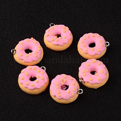 Fimo Anhänger, Donut, neon rosa , 19x7 mm, Bohrung: 3 mm