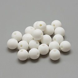 Perle di silicone ecologiche per uso alimentare, tondo, bianco, 8~10mm, Foro: 1~2 mm