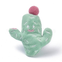 Brosche aus Vliesstoff mit Cartoon-Kaktus, pp Baumwollplüschpuppenbrosche für Rucksackkleidung, dunkles Seegrün, 74x63x20 mm