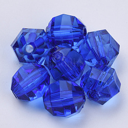 Perline acrilico trasparente, sfaccettato, tondo, blu, 8x7mm, Foro: 1.5 mm, circa 1920pcs/500g