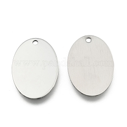201 Stainless Steel Oval Stamping Blank Tag Pendants, One Side Polishing, Stainless Steel Color, 32x22x1mm, Hole: 2mm