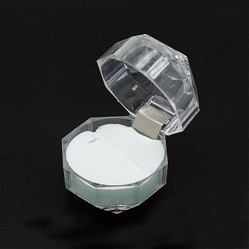 Scatole ad anello in plastica trasparente, contenitore di monili, bianco, 3.8x3.8x3.8cm