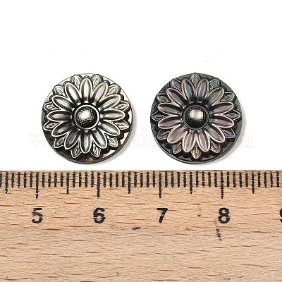 Натуральная черная ракушка для губ с резными кабошонами SSHEL-B006-01B-B-1