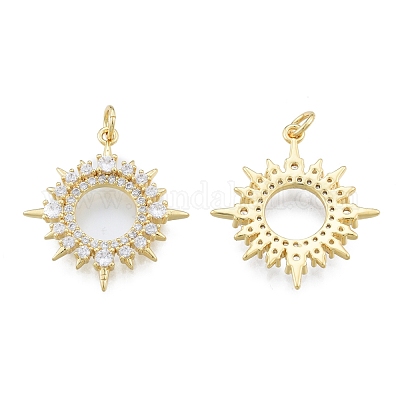 Латунные микропаве прозрачные подвески с фианитом KK-G431-11G-1