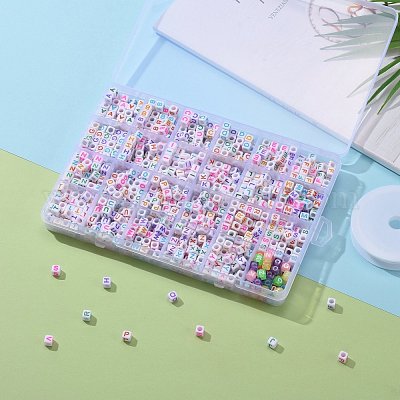 DIY 26 буква акриловые бусины стрейч наборы браслетов на день детей DIY-LS0001-04-1