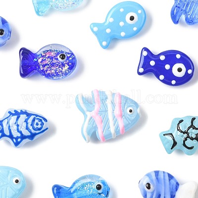 14 шт. 14 вида окрашенных стеклянных бусин LAMP-FS0001-65-1