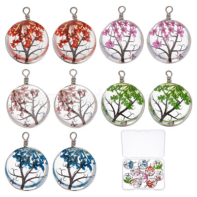 Natural Dried Flower Life Tree Pendant Necklaces for Women