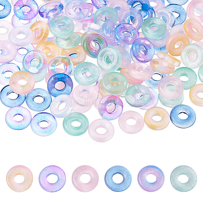 120 шт. 6-х цветные прозрачные стеклянные европейские бусины GLAA-DC0001-56-1