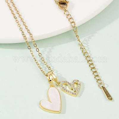 Ожерелья с подвесками из латуни с микропаве и кубическим цирконием NJEW-C076-13G-1