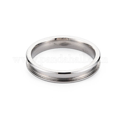 Оправы для колец из нержавеющей стали 304 с канавками STAS-WH0039-01B-P-1