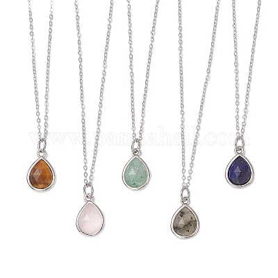 Подвеска из натурального смешанного камня в форме капли NJEW-JN05288-1