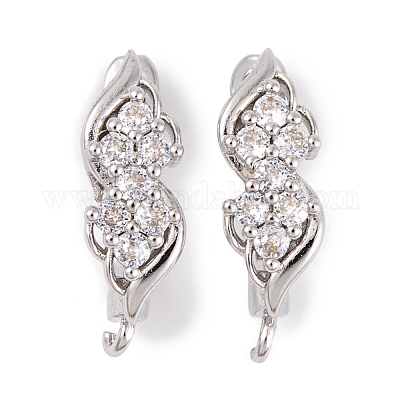 Фурнитура для сережек-обручов из латуни с фианитом KK-S374-04P-01-1