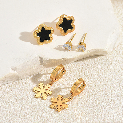 3 пара серег-гвоздиков и сережек-колец из нержавеющей стали TP3302-1