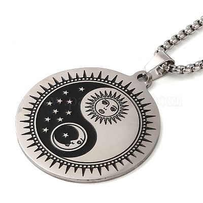 Ожерелье с подвеской из нержавеющей стали 201 NJEW-H015-02P-1