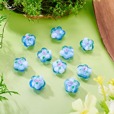 Perle di lampwork fatte a mano da 10 pz&nbsp;LAMP-TADJ0001-01F-1