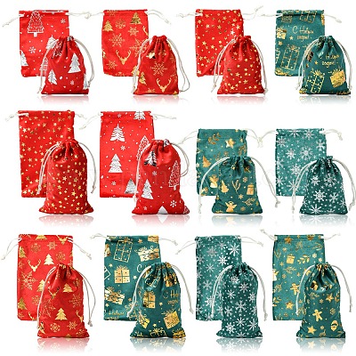 12 шт. 12 стиля рождественских бархатных мешочков для хранения с горячим тиснением ABAG-FS0001-02-1