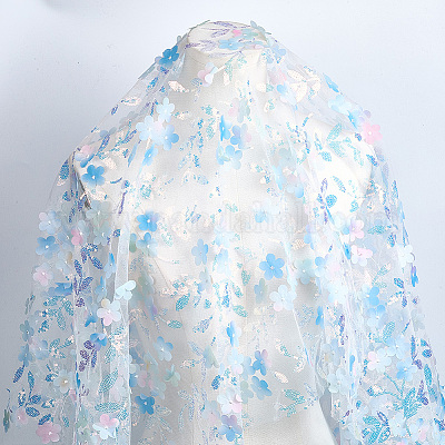 3d цветочная полиэстеровая ткань с пайетками AJEW-WH20006-162-1