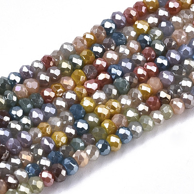 Chapelets de perles en verre électroplaqué&nbsp;X-EGLA-S192-001B-A02-1