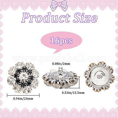 16 шт. пуговицы со стразами из сплава с 1 отверстиями BUTT-GF0003-60-1