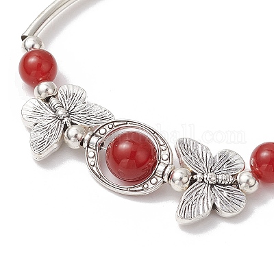 3шт браслеты с бусинами из натурального сердолика BJEW-JB11665-1