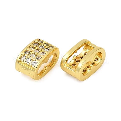 Застежки из латуни с микропейвом и прозрачным фианитом KK-H202-11G-1