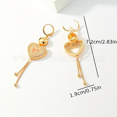 Латунные серьги-кольца с кисточками в форме сердца JA5879-1