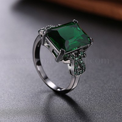 Модные латунные кольца из стекла&nbsp;RJEW-BB21001-A-6-1