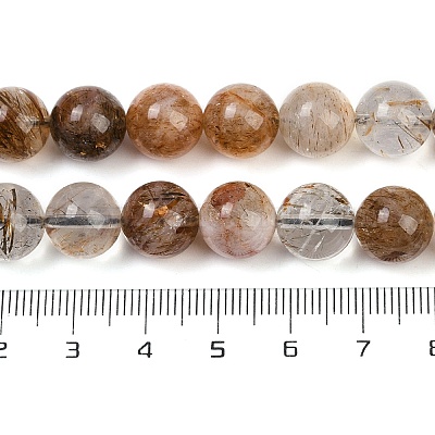 Нити бусин из рутилированного кварца из натурального черного золота G-H093-B03-10mm-1