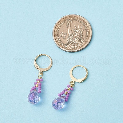 Серьги с заклепками из стеклянных бусин EJEW-MZ00398-05-1