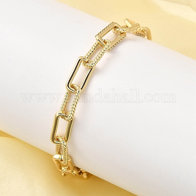 Браслеты из латунной цепочки для женщин BJEW-H630-06G-1