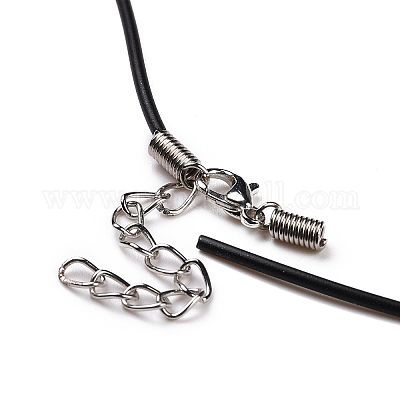 Black Genuine Leather Cord Necklace Chain Stainless Steel Clasp