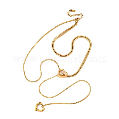 304 нержавеющая сталь кулон сердце и ожерелья с подвеской NJEW-U026-05G-1