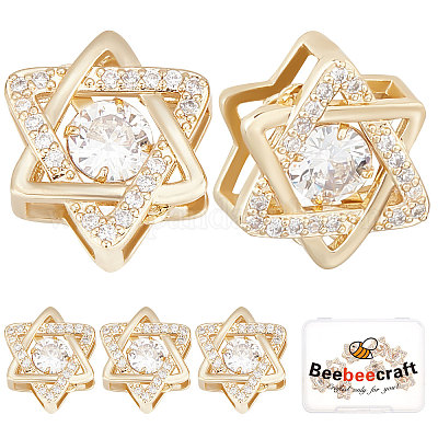 Wholesale Beebeecraft 8Pcs/Box Star of David Charms Clear Cubic