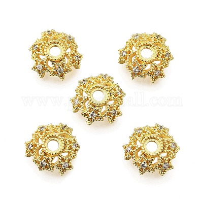 Звездные латунные колпачки с микропаве из кубического циркония KK-K300-05B-G-1