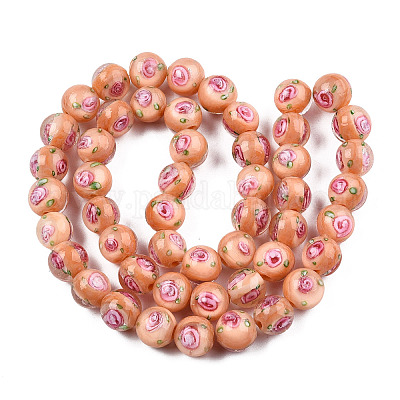 Бусы лэмпворк ручной работы LAMP-N021-45F-1