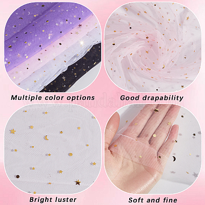 Нейлоновая сетка с узором «звезда и луна» DIY-WH20048-006D-1