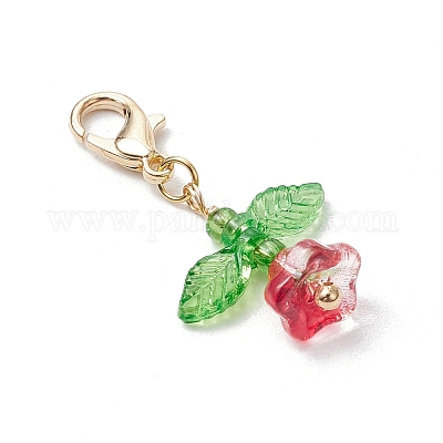 Подвесные украшения из цветочного стекла и акриловых бусин HJEW-JM03045-1