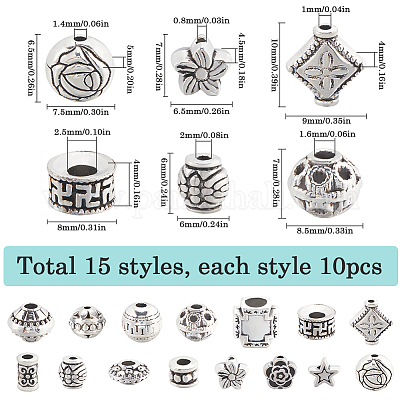 150шт 15 стиля бусины из сплава в тибетском стиле FIND-SC0009-56-1