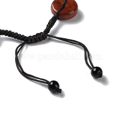 Браслеты из плетеных бусин в виде пончика/пи-диска из натуральных смешанных драгоценных камней BJEW-H239-01-1