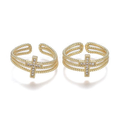 Регулируемые латунные кольца микро манжеты из прозрачного циркония ZIRC-Z002-16G-1